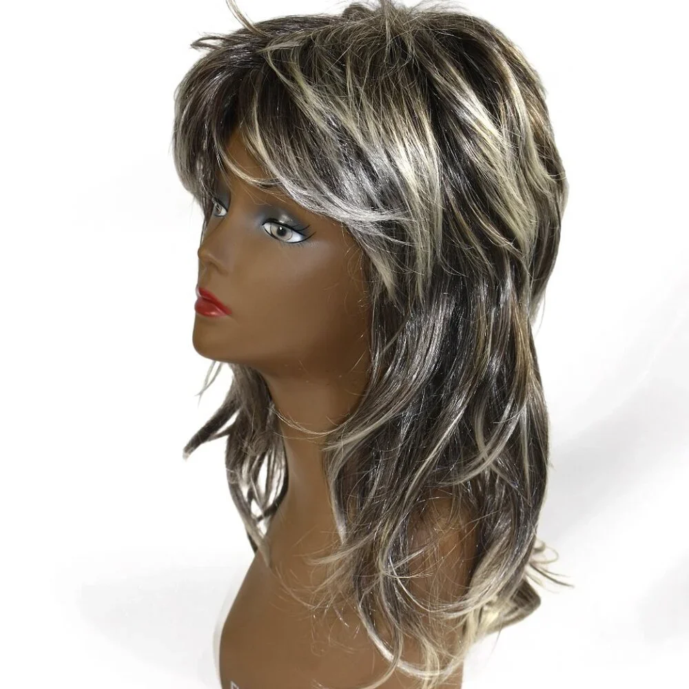 Hivision 100% Synthetic Long Two Tone Gray Layered Wig